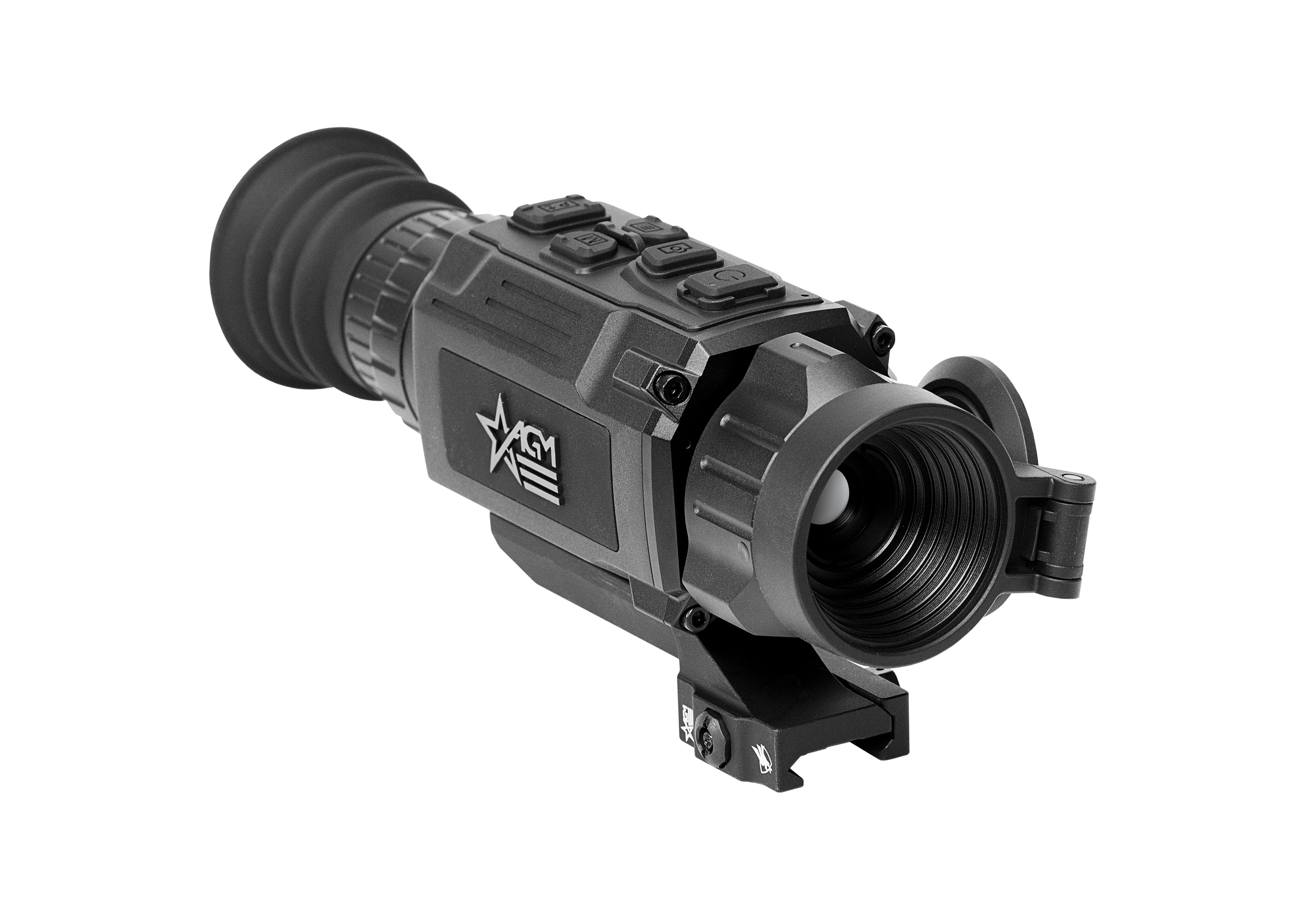 Visor termico AGM Rattler V2 con la montura instalada (imagen de referencia). Este producto es UNICAMENTE la montura ADM Non-QR AGM-2128-GI; el visor NO esta incluido.