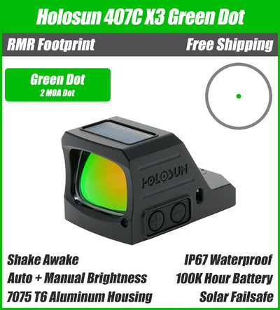 Holosun HE407C X3 2 MOA Green Dot Sight (2026)