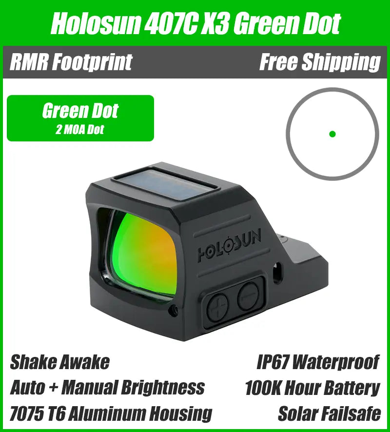 Holosun HE407C X3 2 MOA Green Dot Sight (2026)