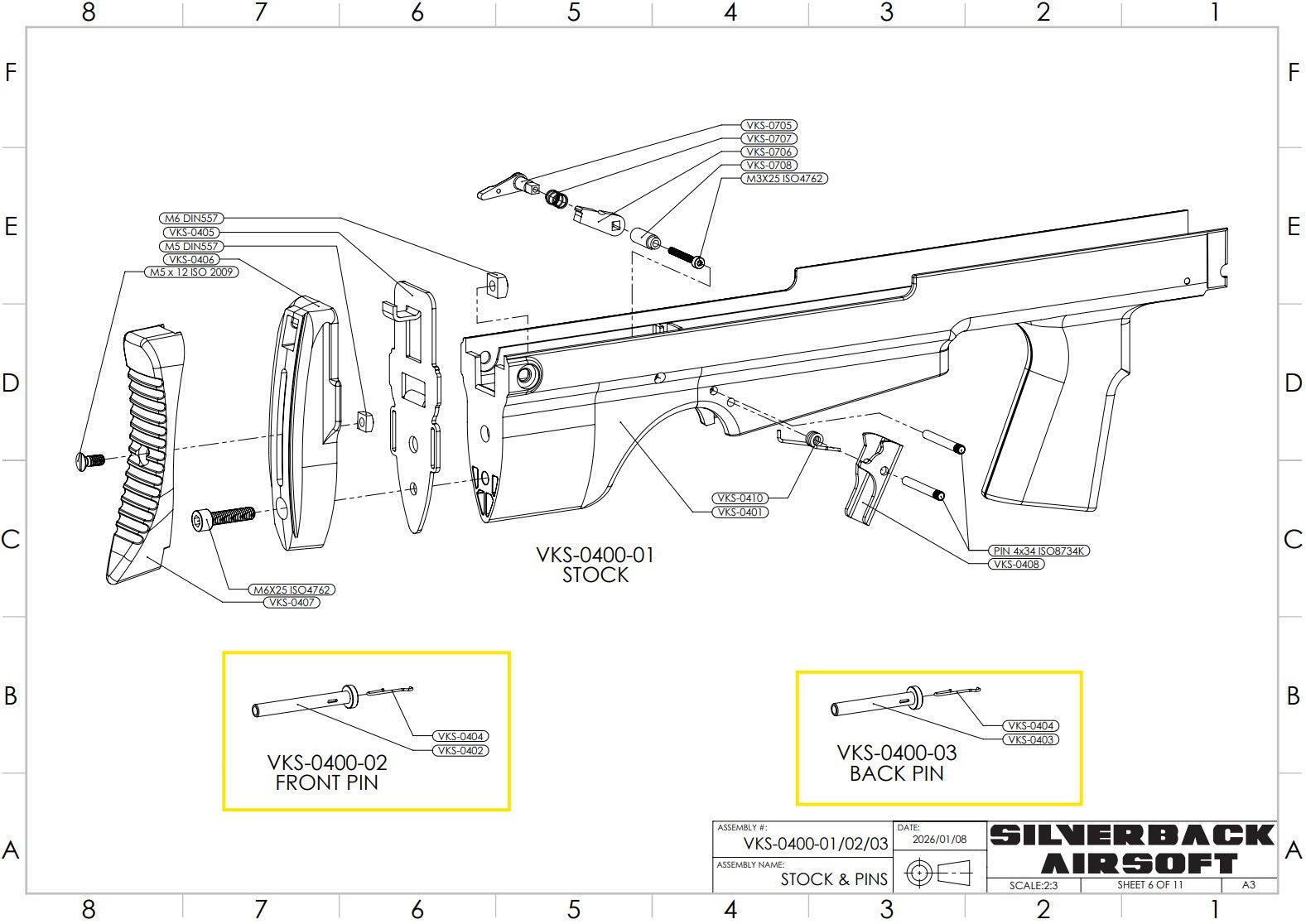 VKS replacement pins exploded view