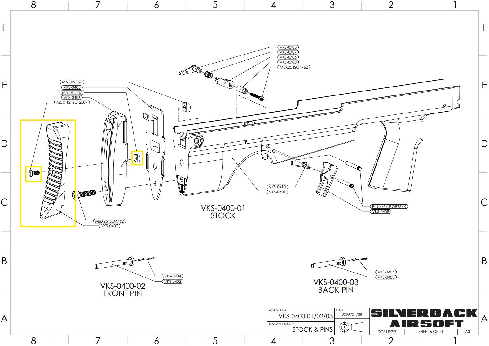 VKS buttpad exploded view